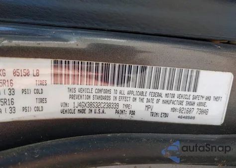 2002 Jeep Grand Cherokee Sport из США, поврежденный, VIN 1J4GX38S32C238339